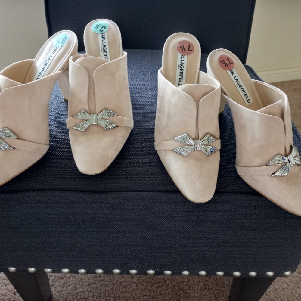 NWT Karl Lagerfeld spring slip on mules